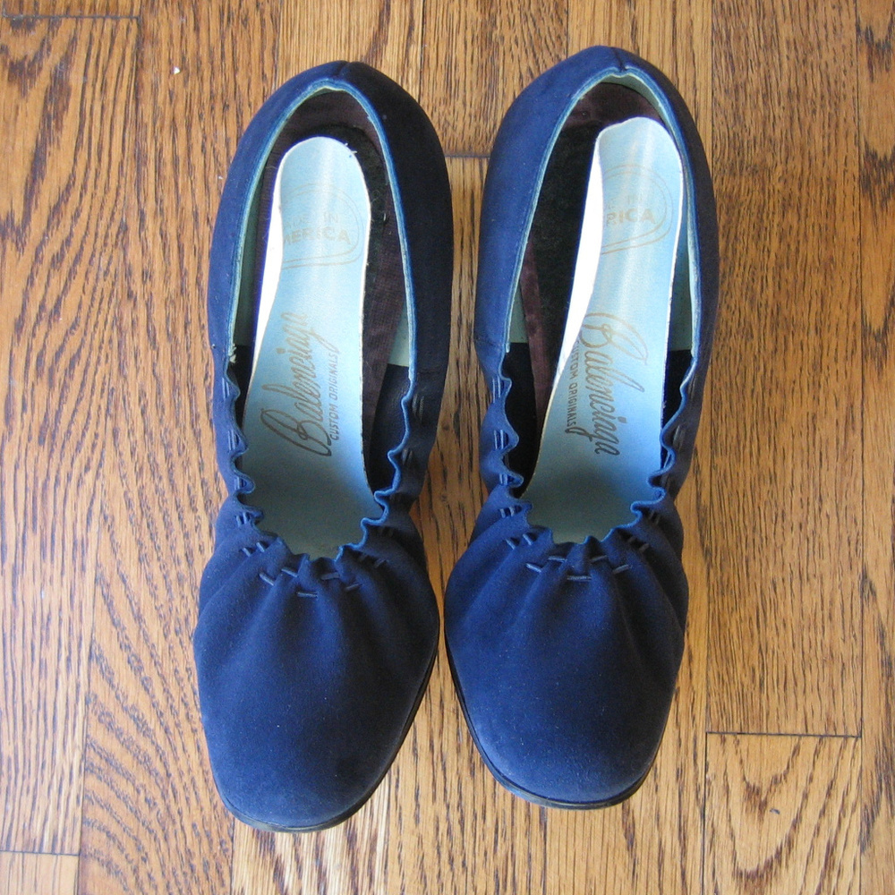 Balenciaga Navy Blue Suede Shoes